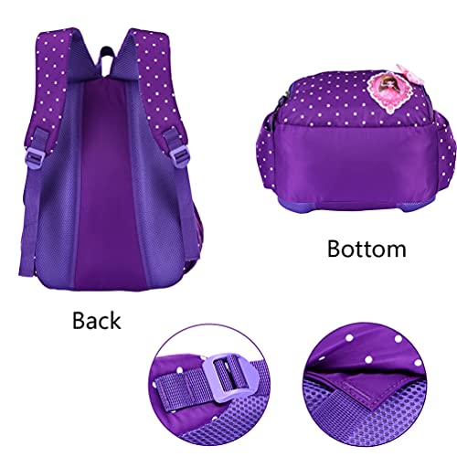 MCUILEE® Conjunto de 3 Polka Dot Lindo Las Mochilas Escolares Universidad/Bolsas Escolares/Mochila niños niñas Adolescentes + Bolsa de Mano + Bolsa de lápiz,Púrpura