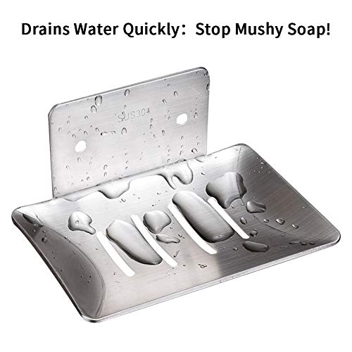 Mczcent Jabonera Pared con Soap Saver, Jaboneras Autoadhesiva de Acero Inoxidable para Ducha, Sin Taladro Soap Dish Holder Tray Jabonera para Cocina Baño Balcón Bañera, Plata