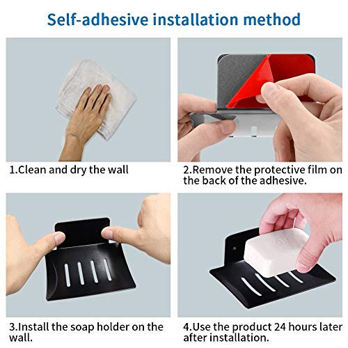 Mczcent Jabonera Pared con Soap Saver, Jaboneras Autoadhesiva de Acero Inoxidable para Ducha, Sin Taladro Soap Dish Holder Tray Jabonera para Cocina Baño Balcón Bañera, Plata