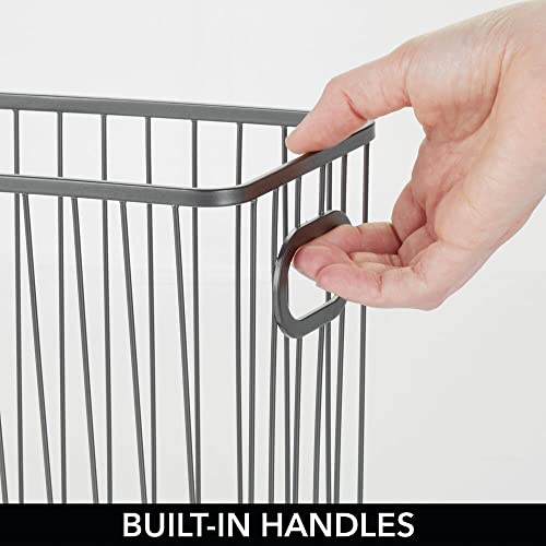 mDesign Juego de 2 cestas de almacenaje con asas integradas – Caja organizadora con atractivo diseño en malla de alambre de metal – Ideal como organizador de baño para cosméticos – gris oscuro