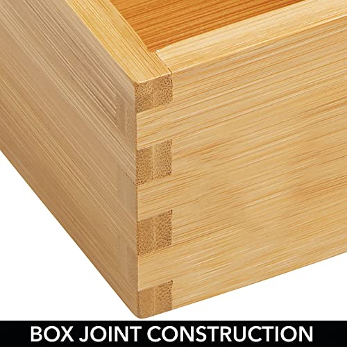 mDesign Juego de 2 organizadores de cajones para la cocina – Cajas organizadoras modulares para accesorios de cocina y más – Separador de cajones de bambú – marrón claro