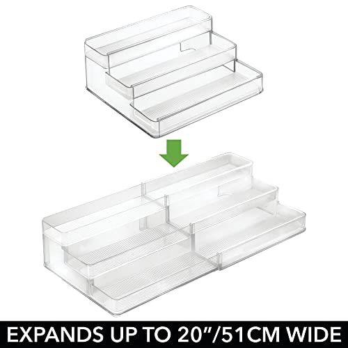 mDesign Organizador de armario botiquín con 3 niveles para vitaminas – Estante extensible para guardar medicinas en el baño – Práctico soporte especiero para la cocina – transparente