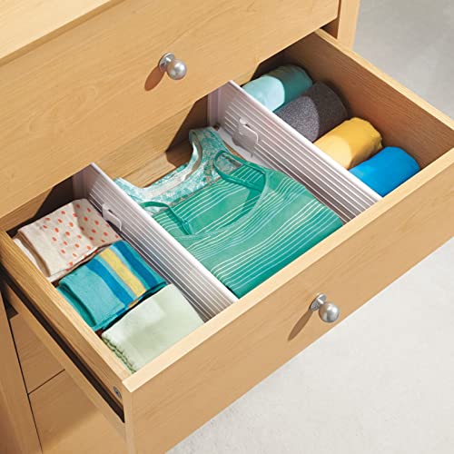 mDesign Organizador de cajones - ajustable - Separadores de cajones para organizar y ordenar - Divisor de cajones para mejor organización - Color: blanco