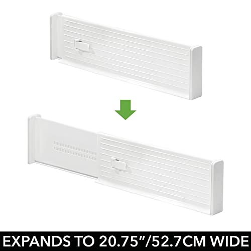 mDesign Organizador de cajones - ajustable - Separadores de cajones para organizar y ordenar - Divisor de cajones para mejor organización - Color: blanco