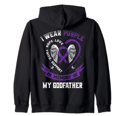 Me pongo púrpura en memoria de padrino Alzheimers Back Graphic Sudadera con Capucha