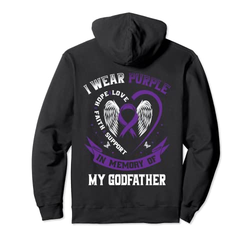 Me pongo púrpura en memoria de padrino Alzheimers Back Graphic Sudadera con Capucha