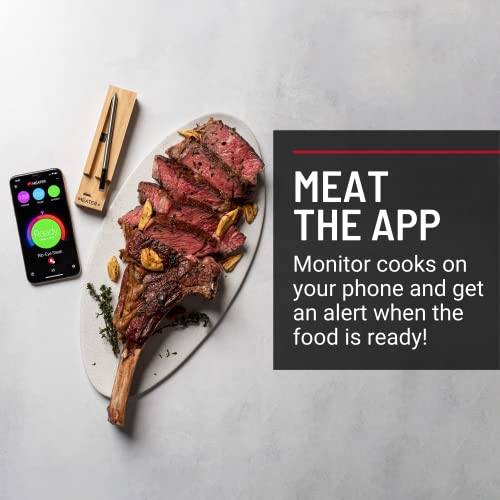 MEATER Plus | 50m Termómetro inalámbrico inteligente para carne para el horno, parrilla de cocina, barbacoa, ahumador, asador con Bluetooth y conectividad digital WiFi