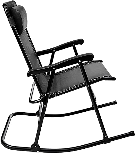Mecedoras Plegables 107x95x66cm, Sillas Mecedoras Plegables con Bloqueo para Exterior Patio Negro (1 Unidad, Mecedora Negro)