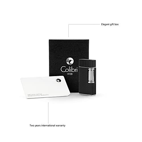 Mechero-Encendedor Colibri-Julius- en Metal Doble Llama Suave, para Cigarrillos y Puros. Recargable, Funciona con Gas butano (no Incluido), Se envía en Estuche de Regalo, Dos años de garantía.