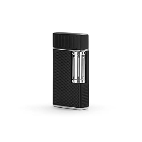 Mechero-Encendedor Colibri-Julius- en Metal Doble Llama Suave, para Cigarrillos y Puros. Recargable, Funciona con Gas butano (no Incluido), Se envía en Estuche de Regalo, Dos años de garantía.