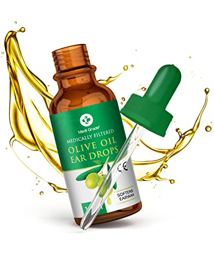 Medi Grade Gotas para Oídos de Aceite de Oliva Virgen Extra - Botella de 10 ml - 100% Grado Médico - Ablanda y Elimina la Acumulación de Cerumen Oído - Uso con el Limpiador de Oídos - Alivio Rápido…