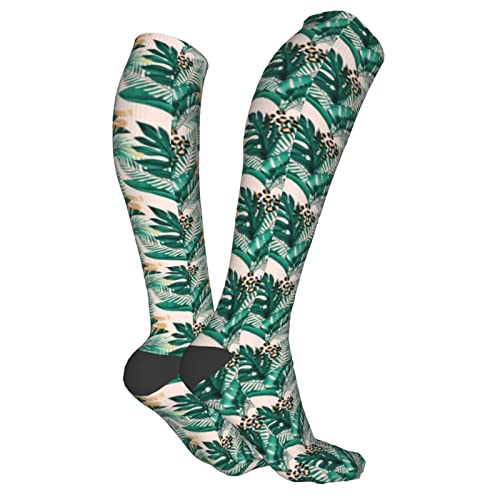 Medias de compresión para hombres y mujeres, medias médicas de plátano y hojas de palma de Monstera para deportes, correr, fascitis plantar, enfermeras, espinilleras diabéticas