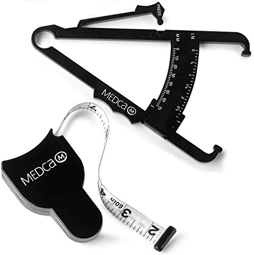 Medidor de grasa corporal y cinta métrica para el cuerpo - Analizador de grasa corporal con pliegue de la piel y herramienta de medición del IMC de MEDca