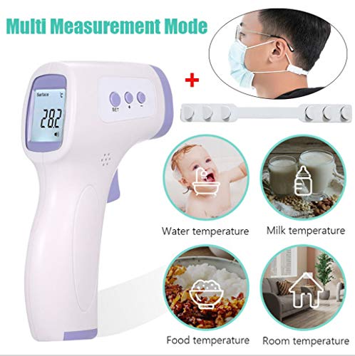 Medidor de temperatura corporal LCD digital sin contacto adecuado para uso en interiores y exteriores con lectura instantánea, adecuado para bebés, niños, adultos, color blanco