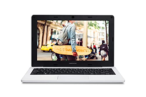 MEDION Classmate E11201 - Ordenador portátil para educación de 11,6" HD (Intel Celeron N3450, 4GB de RAM, 64GB eMMC, Intel HD Graphics, Windows 10 Pro Academic) Color Blanco - Teclado Qwerty Español
