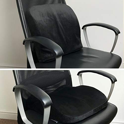 Medipaq Cojín de Espuma de Memoria Moldeado 2 en 1 – Cojín Lumbar y Cojín de Asiento – Reduce el dolor de espalda – Corrector de Postura para Silla de Escritorio - Silla de Ruedas – Asiento de Coche