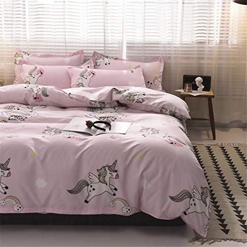 Meiju Juego de Ropa de Cama, 3 Piezas Microfibra Antialérgico Anti Decoloración Funda Nórdica de Edredón Estampada Cama 90cm/135cm/150cm (150x200cm,Unicornio)