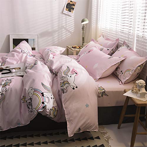 Meiju Juego de Ropa de Cama, 3 Piezas Microfibra Antialérgico Anti Decoloración Funda Nórdica de Edredón Estampada Cama 90cm/135cm/150cm (150x200cm,Unicornio)