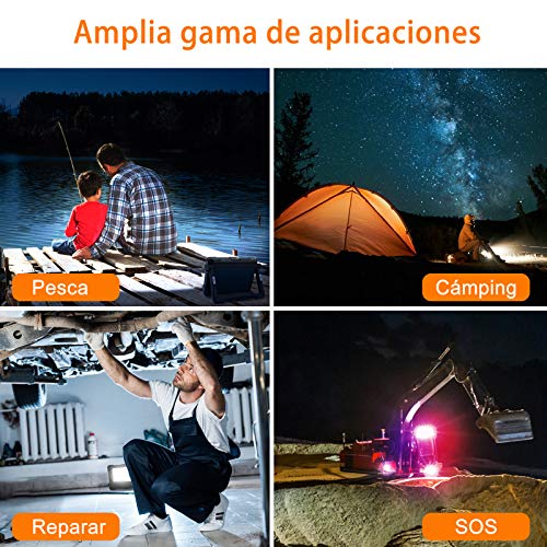 MEIKEE Luz de Trabajo LED Recargable Lámpara LED Portátil 1000 Lúmen Luz Exterior a Prueba de Agua Batería Interna 10000mAh 3 Colores y 5 Brillo Iluminación para Trabajo, Acampadas, Emergencia