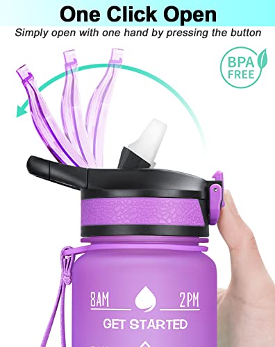 MEITAGIE Botella de Agua, Sin BPA Tritan Botella de Agua Deporte 1000ML, con Pajita y Sello de Tiempo, Adecuada para Infantil, Escuela, Corrida, Senderismo y Actividades al Aire