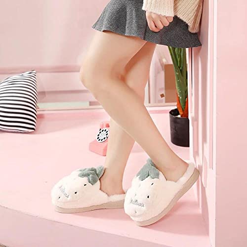 Memory Foam Zapatillas De Casa para Mujer,Zapatillas De AlgodóN De Fresa, Zapatillas Peludas Caseras Lindas De Interior De Invierno para Mujer, Zapatillas Calientes De Dibujos Animados De Suela Grues