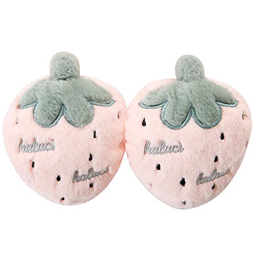 Memory Foam Zapatillas De Casa para Mujer,Zapatillas De AlgodóN De Fresa, Zapatillas Peludas Caseras Lindas De Interior De Invierno para Mujer, Zapatillas Calientes De Dibujos Animados De Suela Grues