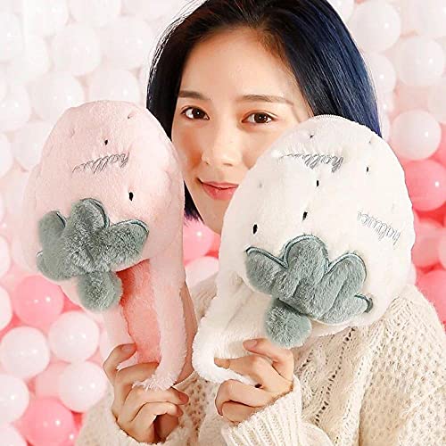 Memory Foam Zapatillas De Casa para Mujer,Zapatillas De AlgodóN De Fresa, Zapatillas Peludas Caseras Lindas De Interior De Invierno para Mujer, Zapatillas Calientes De Dibujos Animados De Suela Grues
