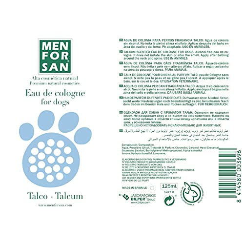 MENFORSAN Agua de Colonia para Perros Talco - 125 ml