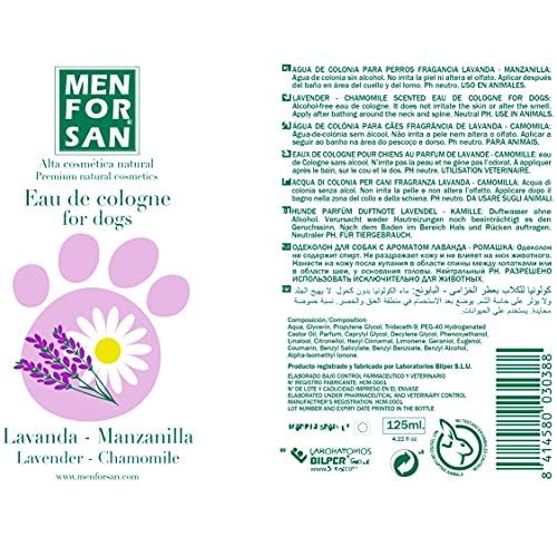 MENFORSAN Colonia para perros Lavanda y Manzanilla 125ml , Aroma suave y relajante