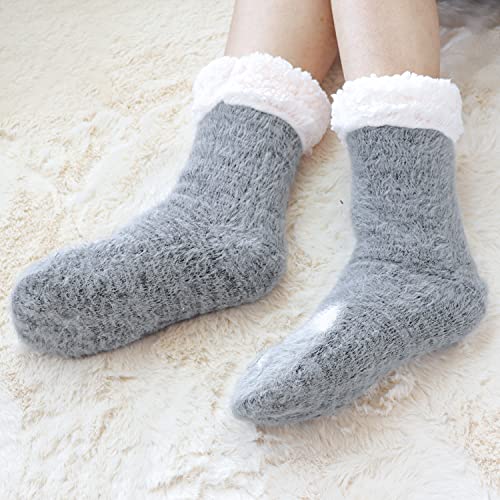 Merclix Calcetines Gatos Mujer, Calcetines Antideslizantes Mujer, Calcetines Gatos, Regalo Gato, Calcetines Termicos Invierno para Casa