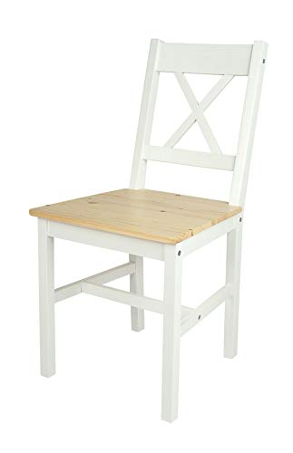 Merkell Conjunto Mesa de Pino y 4 sillas de Madera a la Sala de Estar, Comedor White Pine