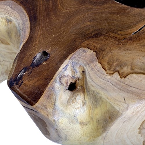 Mesa auxiliar de madera de teca, en forma de raíz, de madera maciza, única
