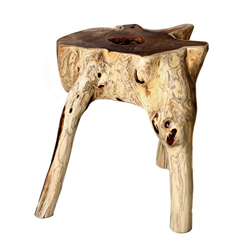 Mesa auxiliar de madera de teca, en forma de raíz, de madera maciza, única