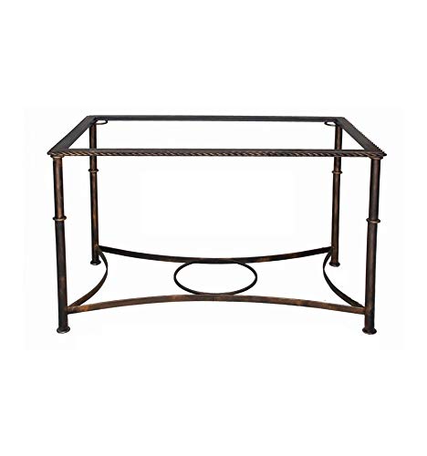 Mesa de forja elevable Sevilla - Sin aglomerado, Dorado, Mesa de 100x65 cm, con aro, para Colocar un brasero