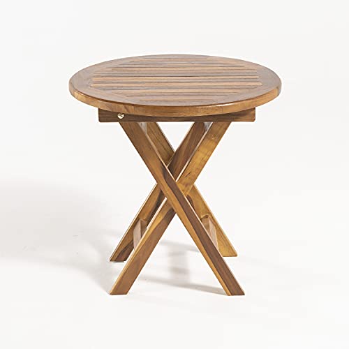 Mesa de jardín Auxiliar de Madera Teca | Redonda | Madera Teca Grado A | Tamaño: 50x50 cm | Tratamiento al Agua aplicado | Portes Gratis