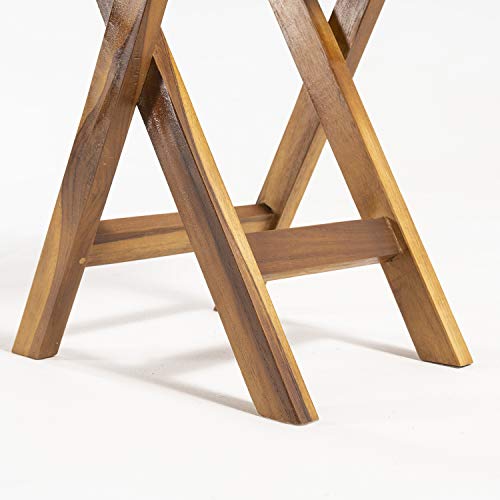 Mesa de jardín Auxiliar de Madera Teca | Redonda | Madera Teca Grado A | Tamaño: 50x50 cm | Tratamiento al Agua aplicado | Portes Gratis