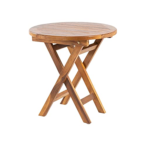 Mesa de jardín Auxiliar de Madera Teca | Redonda | Madera Teca Grado A | Tamaño: 50x50 cm | Tratamiento al Agua aplicado | Portes Gratis