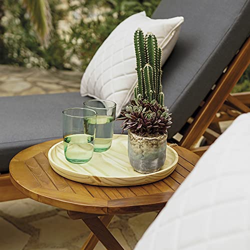 Mesa de jardín Auxiliar de Madera Teca | Redonda | Madera Teca Grado A | Tamaño: 50x50 cm | Tratamiento al Agua aplicado | Portes Gratis
