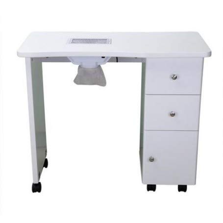 Mesa de Manicura Profesional con Aspiradora y Base de Cristal con 3 Cajones de Cómodo Acceso para Utensilios