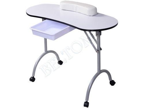 Mesa para manicura Plegable, con cajón y Bolsa de Transporte - 9,5 KG - 98 x 44 x 77 cm - Blanco