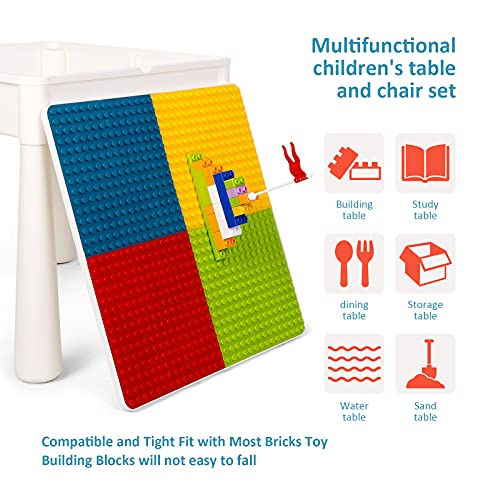 Mesa y Silla para niños, Mesa de construcción para niños, 138 Bloques, Juego de Mesa de Juego Lego, con Espacio de Almacenamiento, Apto para niños y niñas