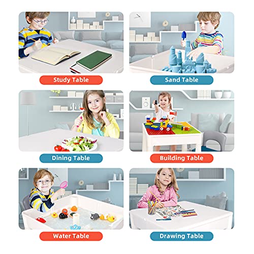 Mesa y Silla para niños, Mesa de construcción para niños, 138 Bloques, Juego de Mesa de Juego Lego, con Espacio de Almacenamiento, Apto para niños y niñas
