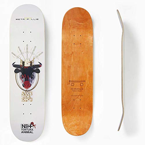Metropollie Tabla de Skate Cabeza de Toro, Skate para Niños Niñas Adolescentes Adultos Principiantes, Tabla de 7 Capas 100% Madera de Arce Canadiense Hard Rock, Negro, 8.0 Pulgadas