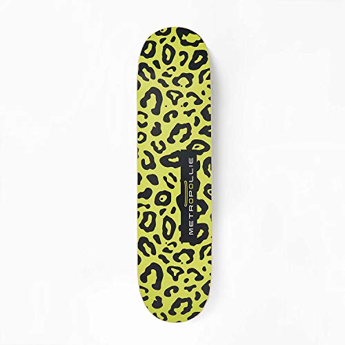 Metropollie Tabla de Skate Leopardo Animal Print, Skate para Niños Niñas Adolescentes Adultos Principiantes, Tabla de 7 Capas 100% Madera de Arce Canadiense Hard Rock