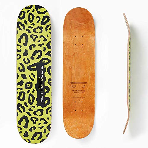 Metropollie Tabla de Skate Leopardo Animal Print, Skate para Niños Niñas Adolescentes Adultos Principiantes, Tabla de 7 Capas 100% Madera de Arce Canadiense Hard Rock