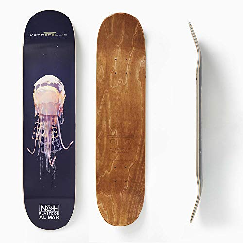 Metropollie Tabla de Skate Medusa de Plásticos, Skate para Niños Niñas Adolescentes Adultos Principiantes, Tabla de 7 Capas 100% Madera de Arce Canadiense Hard Rock, Azul Marino, 8.0 Pulgadas