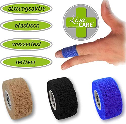 Mezcla de colores 7 piezas Apósito de escayola LisaCare, escayola para dedos, escayola para rodillos, escayola elástica Escayola para bebés sin adhesivo y sin látex (azul oscuro)