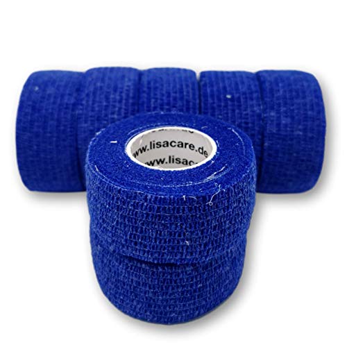 Mezcla de colores 7 piezas Apósito de escayola LisaCare, escayola para dedos, escayola para rodillos, escayola elástica Escayola para bebés sin adhesivo y sin látex (azul oscuro)