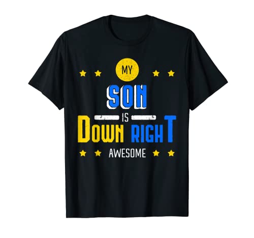 Mi hijo está abajo a la derecha impresionante síndrome de Down conciencia niño Camiseta