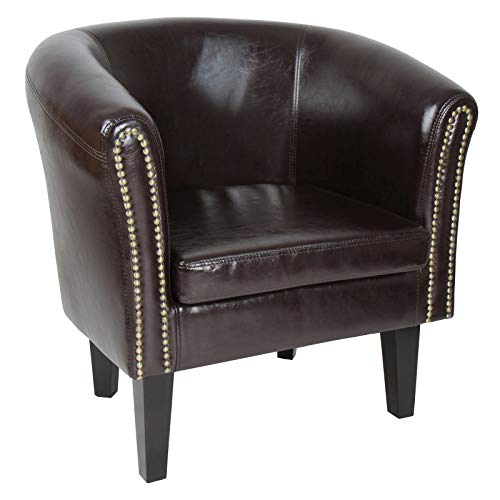 MIADOMODO Sillón Chesterfield con Reposapiés | Tapizado en Cuero Artificial con Patas de Madera, Color a Elegir | Butaca de Piel Sintética para Dormitorio y Salón, Sofá Chester 1 Plaza (Marrón)